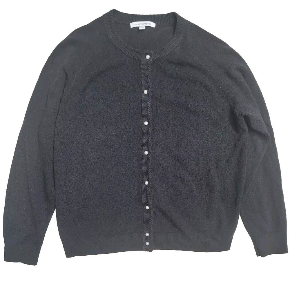 Mercer Street Studio Cardigan Sweater Women's Large Black Acrylic Knit Casual
